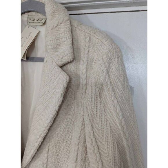 Boyne Valley Weavers Sweater Blazer women's Small cream fisherman cable knit NWT - Picture 2 of 6